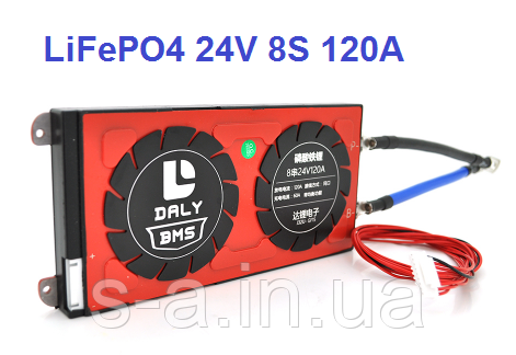120 А 24 В BMS плата DaLy LiFePO4 24 V 8S 120A Симетрія, фото 1