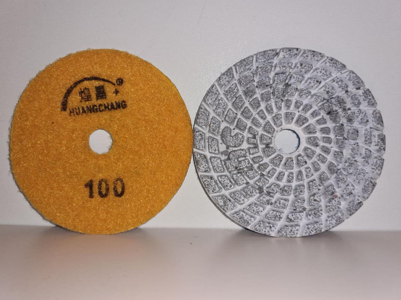 Липучка (черепашка) HUANGCHANG з металізованим алмазним сегментом для шліфування природного каменю, зерно 100
