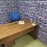 3д Панель 70х77см х 5мм самоклейка під цеглу на стіну самоклеюча стінова пвх Катеринославський фіолетовий, фото 5