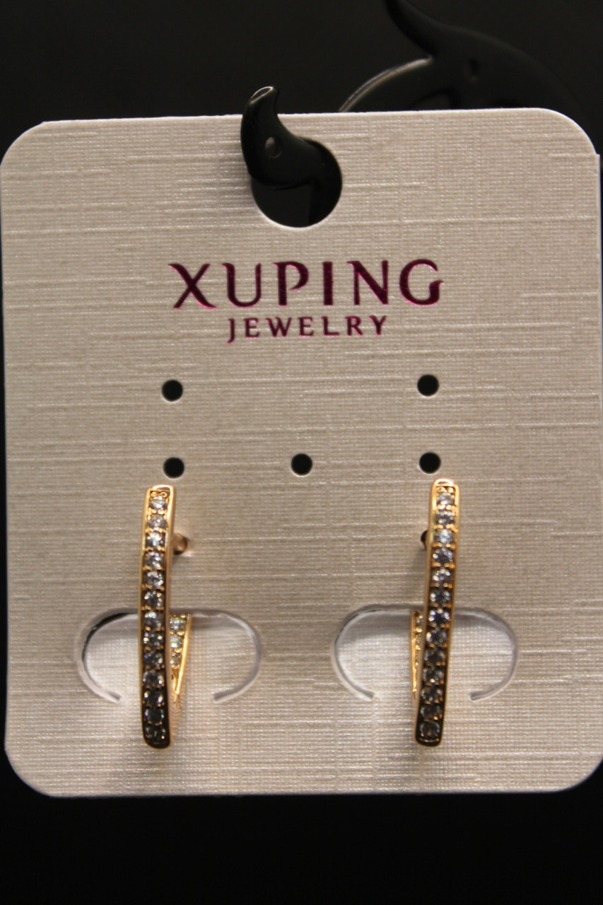 Незрівнянні Хьюпінг золотисті сережки з камінням гірський кришталь Xuping медичне золото