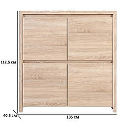 Тумба розстібна чотиридверна Каспіан KOM4D 105х113х41см кольору дуб сонома БРВ-Україна