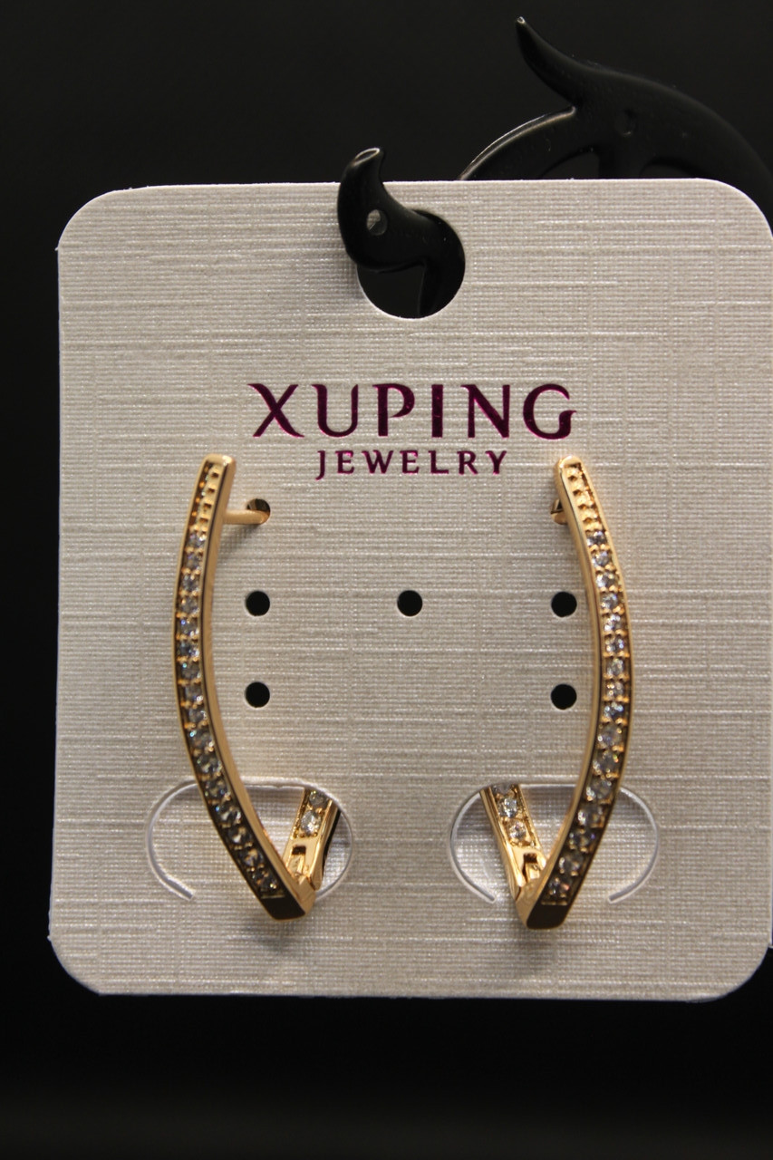 Красиві Хьюпінг золотисті сережки з камінням гірський кришталь Xuping медичне золото