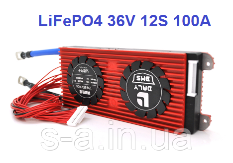 100А 36В BMS контролер заряд-розряд плата DaLy LiFePO4 36V 12S 100A симетрія