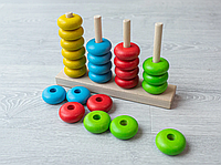 Детская деревянная игрушка Сортер блины цветные Экологический продукт 22*14 см