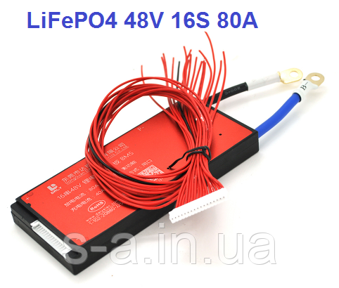 80А 48В BMS контролер заряд-розряд плата DaLy LiFePO4 48V 16S 80A симетрія