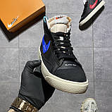 Чоловічі кросівки Nike Blazer Mid '77 Black Blue, чорні шкіряні кросівки найк блейзер мід, фото 3