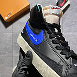 Чоловічі кросівки Nike Blazer Mid '77 Black Blue, чорні шкіряні кросівки найк блейзер мід, фото 8