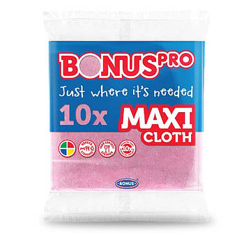 Серветка BONUS PRO Maxi cloth pink Набір Рожева Максі 10 шт