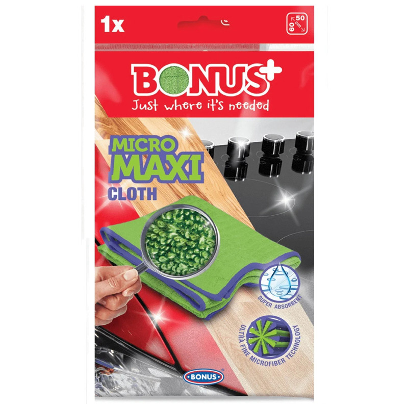 Серветка BONUS Micro MAXI Cloth мікрофібра Максі 50*60 см 1 шт, фото 1