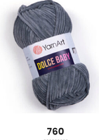 Нитки пряжа для в'язання велюрова плюшева DOLCE BABY YarnArt Дольче Бебі № 760 - темний сірий (упаковка)