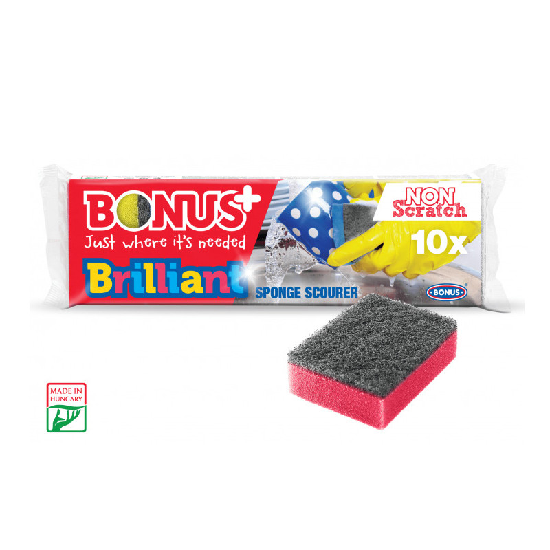 Губка BONUS Brilliant sponge scourer для миття посуду 10 шт