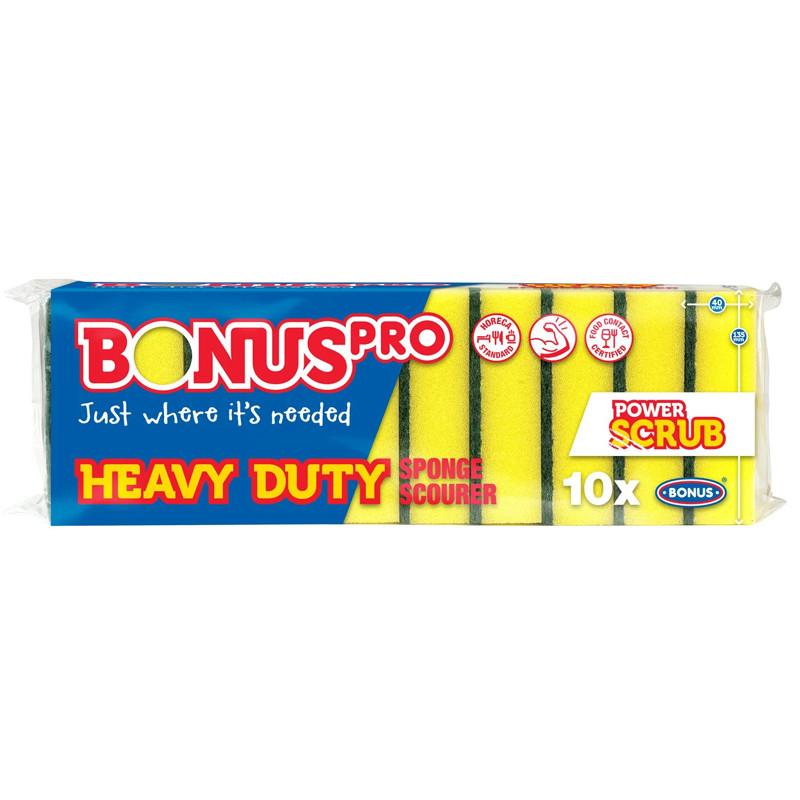 Губка BONUS PRO heavy duty sponge scourer Максі 10 шт
