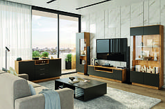 Модульна стінка у вітальню Luna Дуб крафт/Лава мат