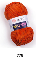 Нитки пряжа для в'язання велюрова плюшева DOLCE BABY YarnArt Дольче Бебі Ярнарт № 778 - оранж (упаковка)