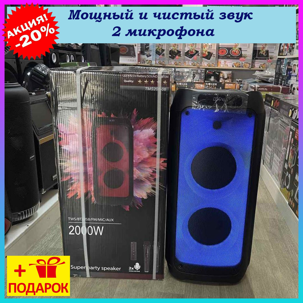 Потужний акумулятор Pro Audio 200 Вт 2 мікрофона, пересувна блок аудіосистема з караоке