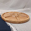 Менажниця дерев'яна дубова дошка для подачі страв кругла на 7 ділень, двостороння, фото 6