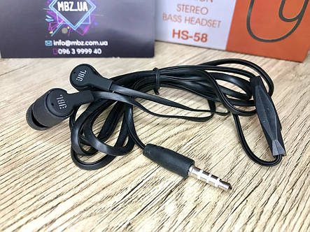 Наушники JBL HS - 58 sports вакуумні дротові з мікрофоном black, фото 2