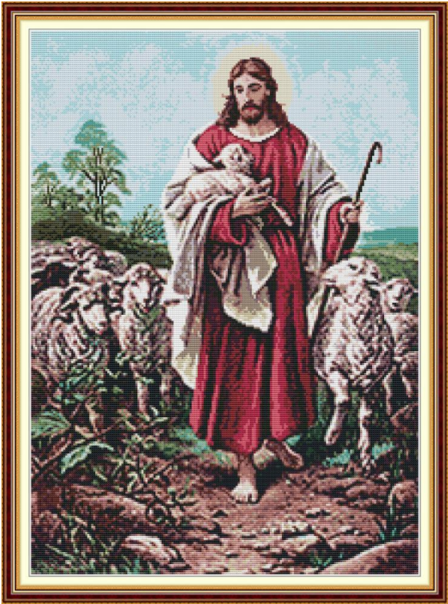 Набір для вишивання хрестиком по нанесеному на канву схемі "Jesus". AIDA 14CT printed, 43*57см