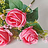 Штучні квіти. Букет троянд зефірка, темно-рожева., фото 3