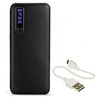 ОПТ Шкіряний павер банк 50000Mah portable battery з фанариком і екраном 3 USB Power Bank, фото 2