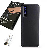 ОПТ Кожаный павер банк 50000Mah portable battery с фанариком и экраном 3 USB Power Bank