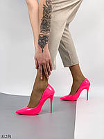 Туфли лодочки женские на каблуке фуксия розовые лаковые 36 37 38 39 40