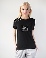 Жіноча футболка Модерн, чорний принт Love Piece...