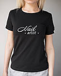 Жіноча футболка Модерн, чорний принт Nail artist, фото 5