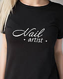 Жіноча футболка Модерн, чорний принт Nail artist, фото 7