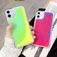 Неоновий чохол для iPhone 11 з рідким піском