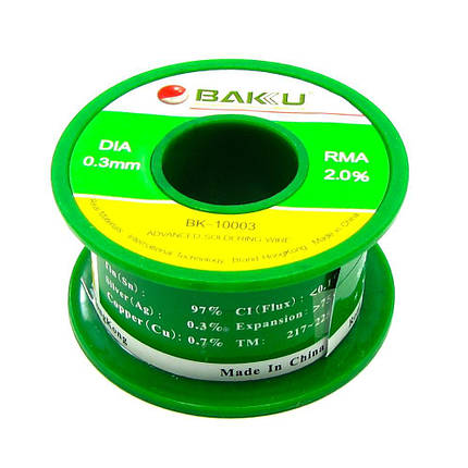 Припій BAKU BK-10003 (0.3 мм, Sn 97%, Ag 0.3%, Cu 0.7%, rma 2%), фото 2
