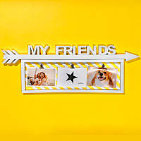 Колаж-панно, Мудборд із прищіпками на 3 фото "My Friends", 70х24 см.