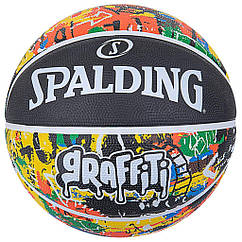 М'яч баскетбольний Spalding Rainbow Graffiti розмір 7 гумовий для гри на вулиці (84372Z)