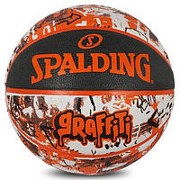Мяч баскетбольный Spalding Orange Graffiti размер 7 резиновый для игры на улице (84376Z)