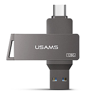 USB Флешка 2в1 128GB Type-C/USB 3.0 для телефона / компьютера USAMS USB3.0 US-ZB201 Серый