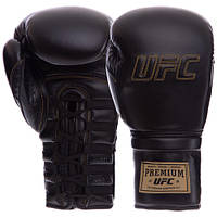 Перчатки боксерские кожаные UFC PRO Prem Lace Up UHK-75044 14 унций черный