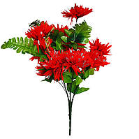 Букет хризантемы с папоротником красные с серебристым напылением