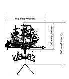 Флюгер Корабель привид, вітрильник, флюгер на дах з металу 2 мм., фото 2