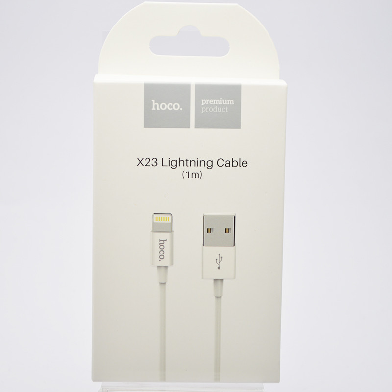 Кабель HOCO X23 Skilled Lightning 1m White, фото 1