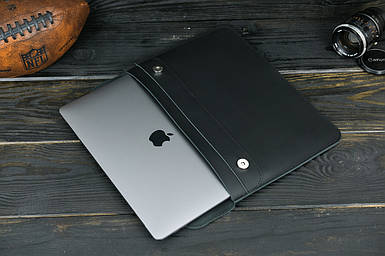 Шкіряний чохол для MacBook Дизайн №37, натуральна шкіра Grand, колір Чорний