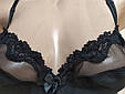 Бюстгальтер чорний з мереживом без поролону 80С, фото 3