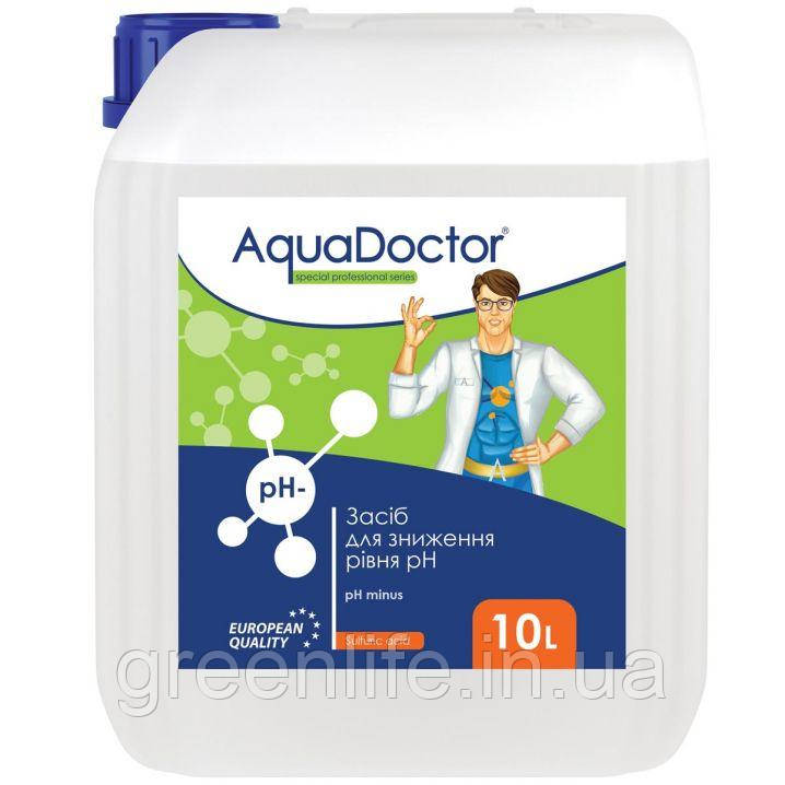 Засіб для зниження pH (сірчана 35%) Aquadoctor pH- (20 л) рідина , Аквадоктор , 10л