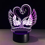 Подарунки на день закоханих для дівчат 3D Світильник Лебеді Оригінальний подарунок жінці на 14 лютого, фото 4