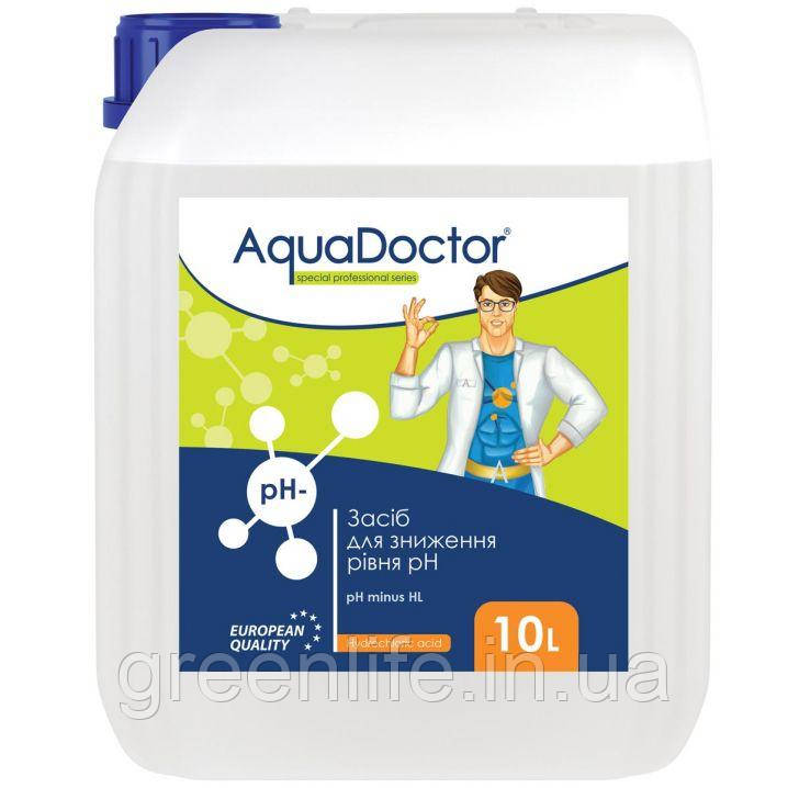 Рідкий засіб для зниження pH води — AquaDoctor pH Minus HL (Соляна 14%) , Аквадоктор , 10л