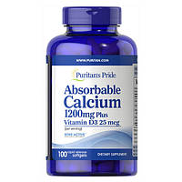 Absorbable Calcium 1200 мг+Vitamin D-3 1000 IU Puritan's Pride (100 капсул)