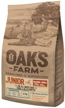 Oaks Farm (Оакс Фарм) Grain Free Junior All Breed Dogs Salmon & Krill Сухой беззерновой корм для щенков и, фото 2