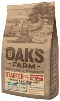 Oaks Farm (Оакс Фарм) Grain Free Starter Small & Mini Breed Puppies Salmon & Krill Сухой беззерновой корм для, фото 2