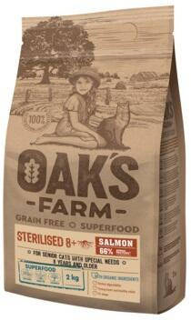 Oaks Farm (Оакс Фарм) Sterilised 8+ Cat Salmon Сухой беззерновой корм для стерилизованных, пожилых кошек от 8, фото 2