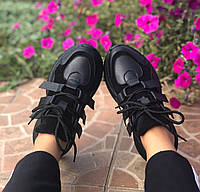 Молодежные стильные женские кроссовки из натуральной кожи замши комфортные удобные черн 38 размер MKraFVT 2142