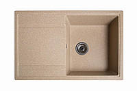 Кухонна мийка кам'яна Модус пісок. Гранітна прямокутна з крилом зі штучного каменю раковина